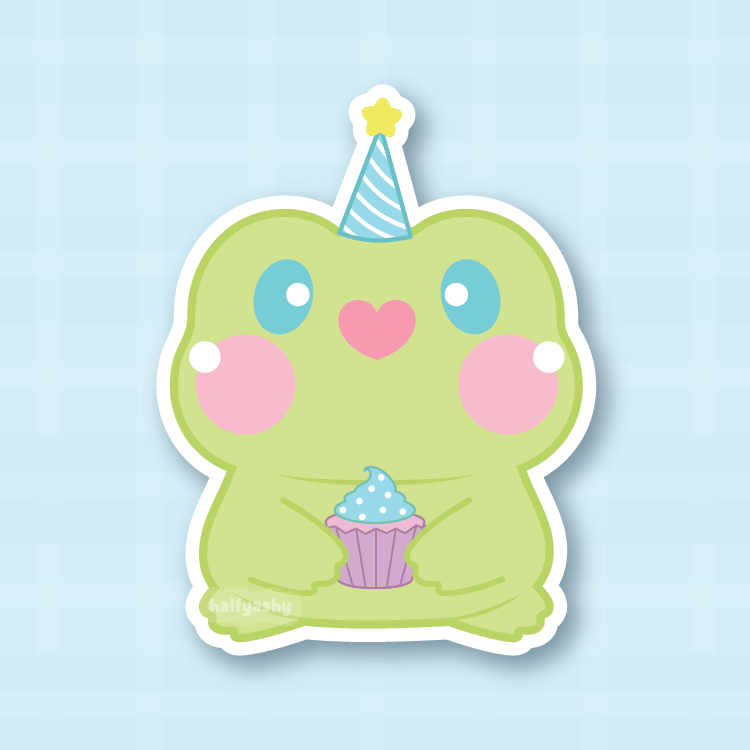 Birthday Froggo Vinyl Sticker