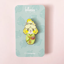 Load image into Gallery viewer, Kokeshi Green Kimono Enamel Pin