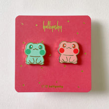 Load image into Gallery viewer, Mint & Coral Flip the Froggo Enamel Pin
