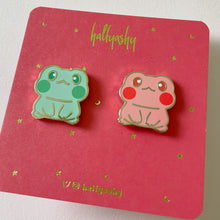 Load image into Gallery viewer, Mint & Coral Flip the Froggo Enamel Pin