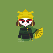 Load image into Gallery viewer, Kokeshi Fan Girl Enamel Pin