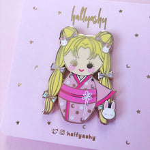 Load image into Gallery viewer, Kokeshi Moonie PJ Kimono Enamel Pin