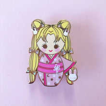 Load image into Gallery viewer, Kokeshi Moonie PJ Kimono Enamel Pin