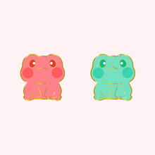 Load image into Gallery viewer, Mint &amp; Coral Flip the Froggo Enamel Pin
