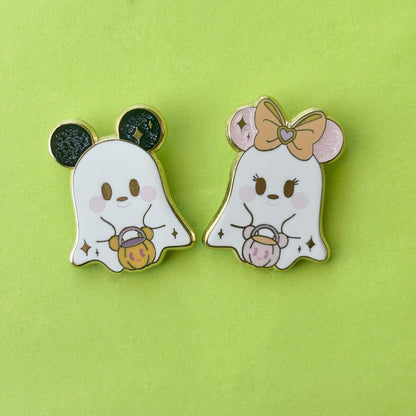 Pumpkin Mouse Ghosties Enamel Pins