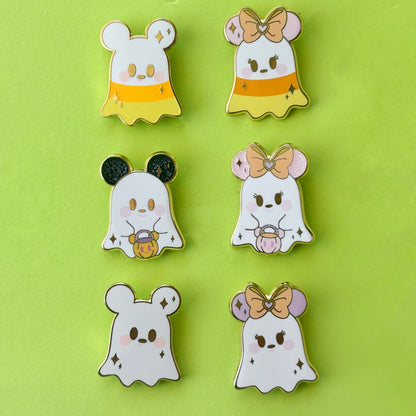 Candycorn Mouse Ghosties Enamel Pins