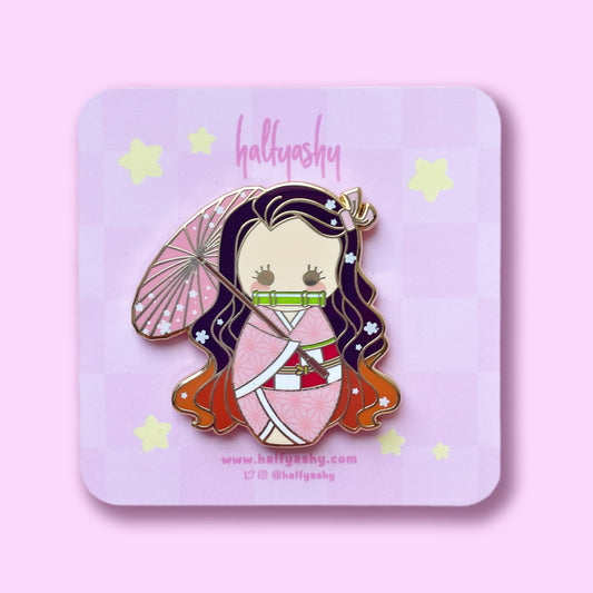 Kokeshi Parasol Demon Enamel Pin