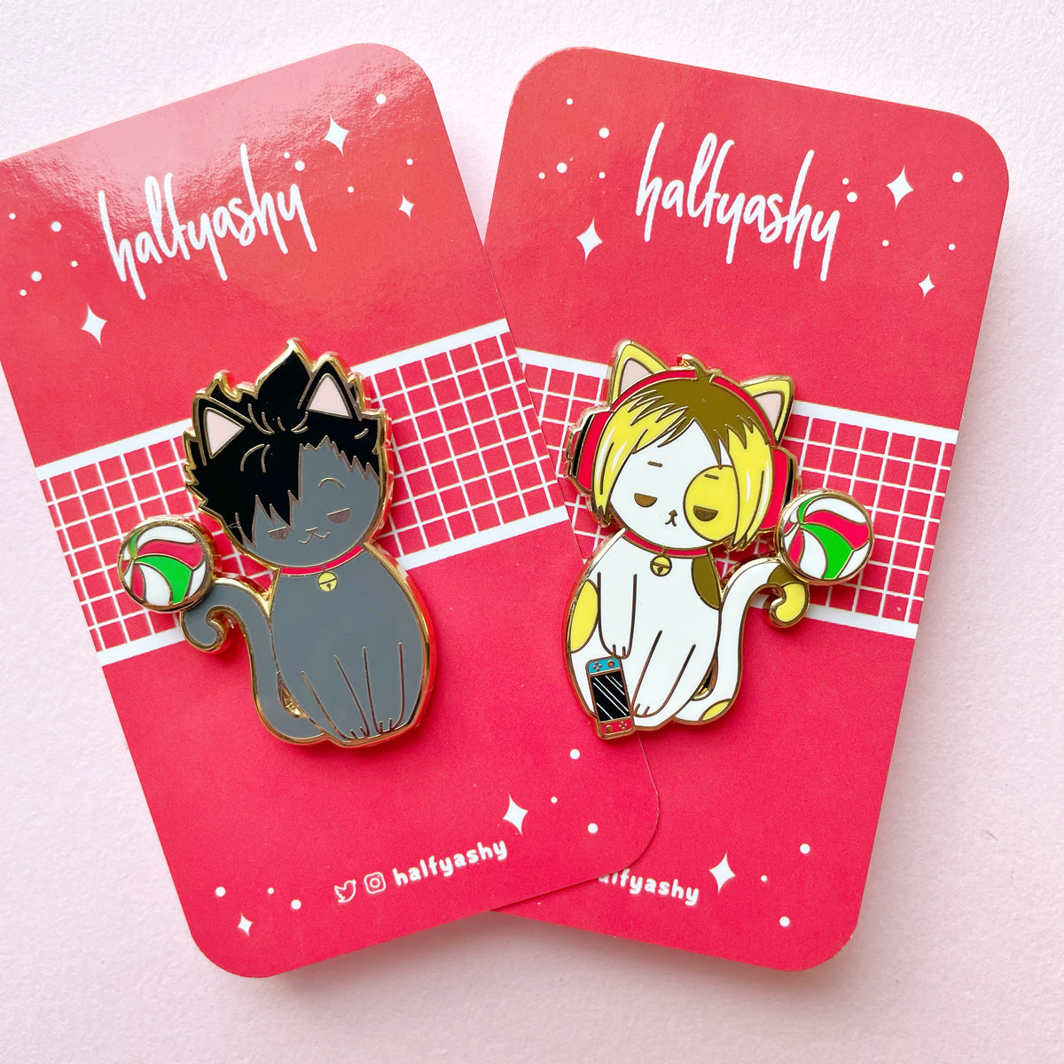 Kuroocat + Kyanma Spinning Kokeshi Enamel Pin
