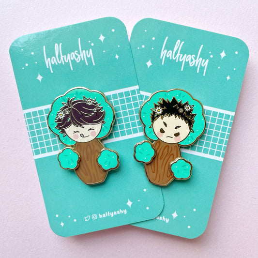 Treekawa + Tree-Iwa Spinning Kokeshi Enamel Pin