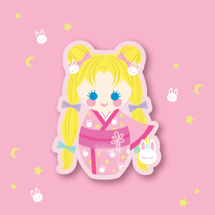 PJ Moonie Kokeshi Vinyl Sticker