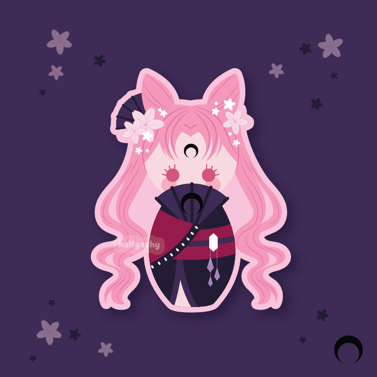 Wicked Moonie Kokeshi Vinyl Sticker