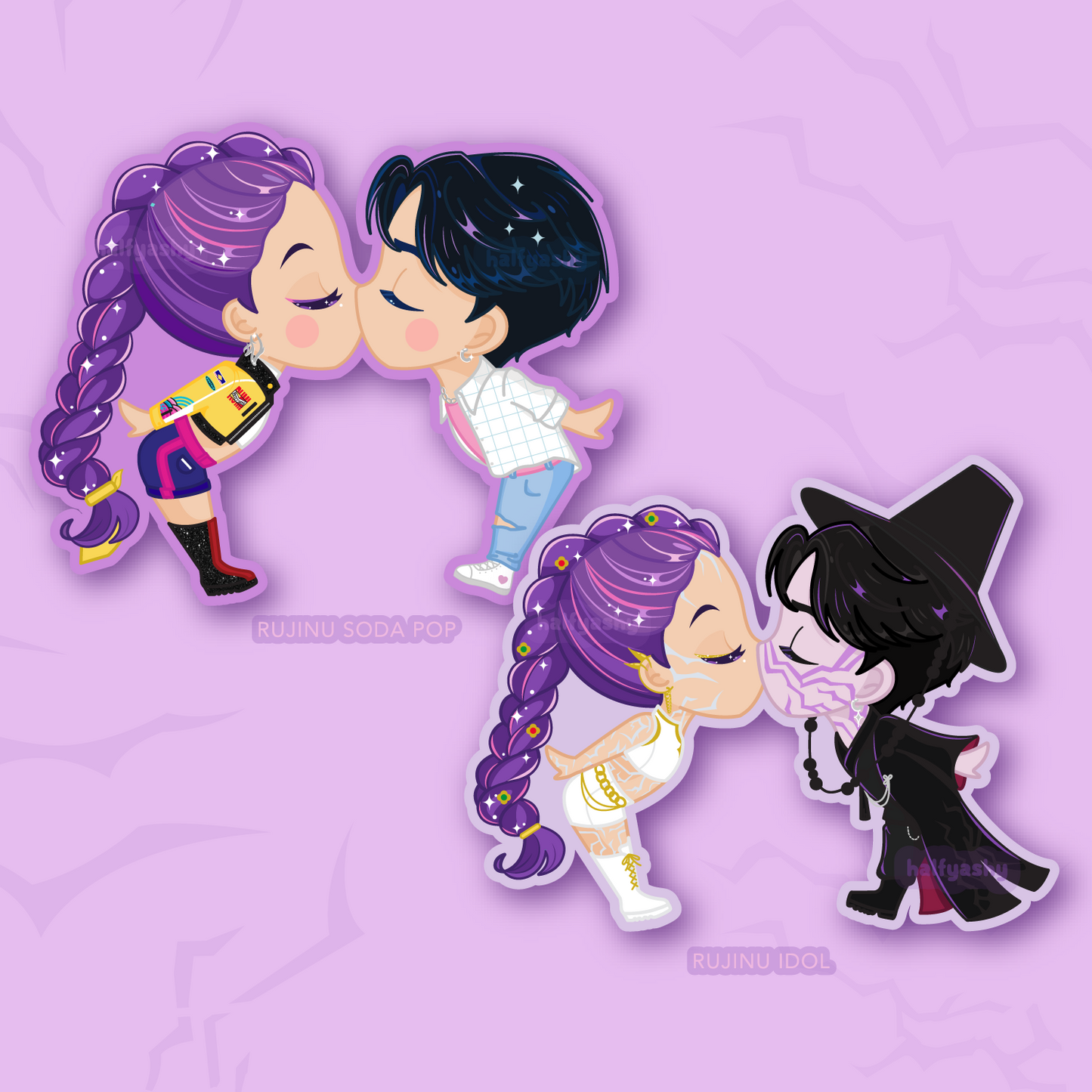 Rujinu Idol Kissing Cuties Vinyl Stickers