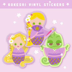 Kokeshi Blondie & Chameleon Vinyl Stickers