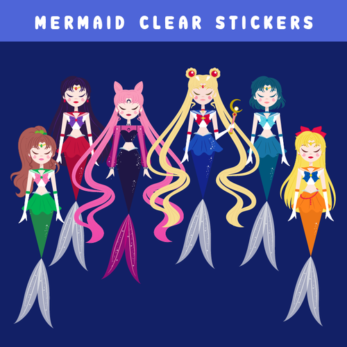 Moonie Mermaid Clear Vinyl Stickers