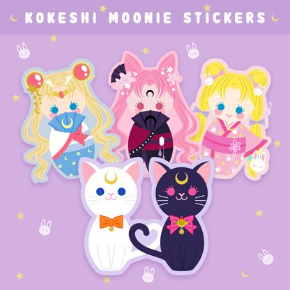 Kokeshi Moonie Vinyl Stickers