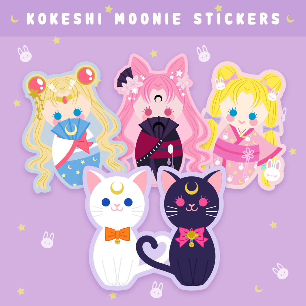 Kokeshi Moonie Vinyl Stickers