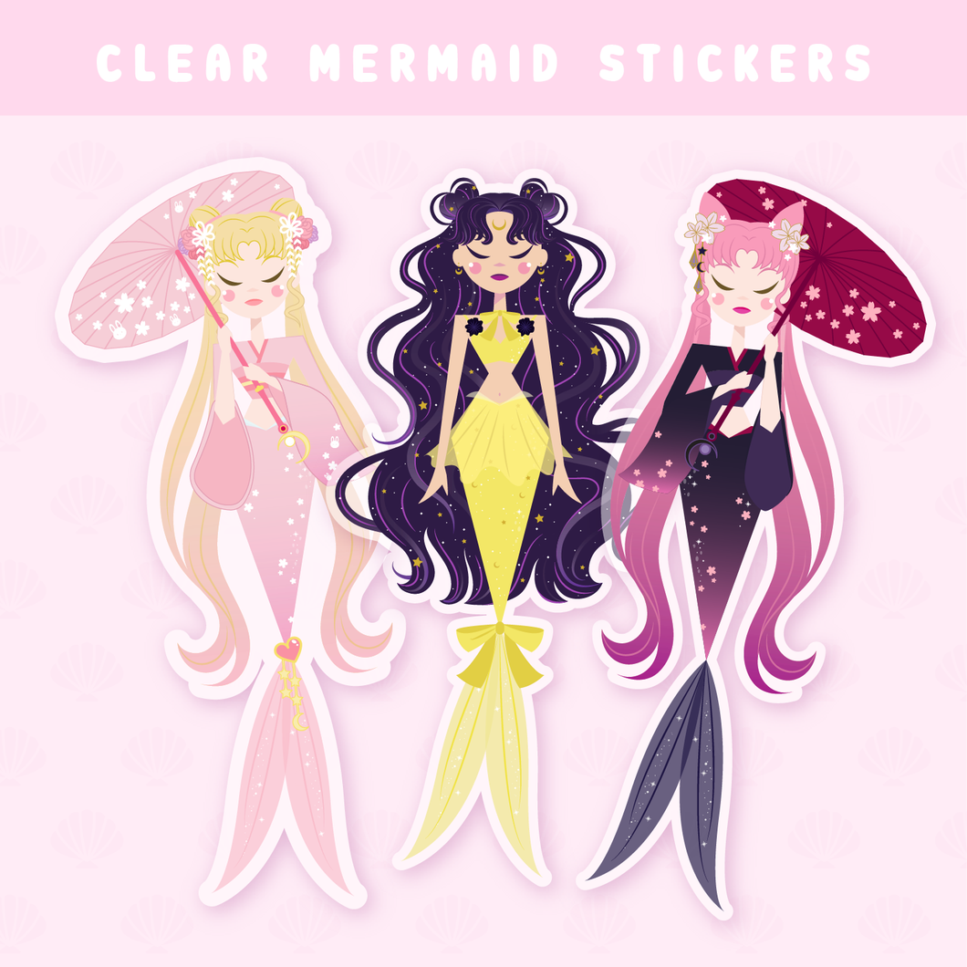 Magical Girl Mermaid Clear Vinyl Stickers