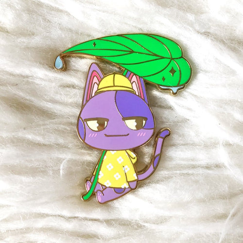 Rainy Day Purple Cat Enamel Pin