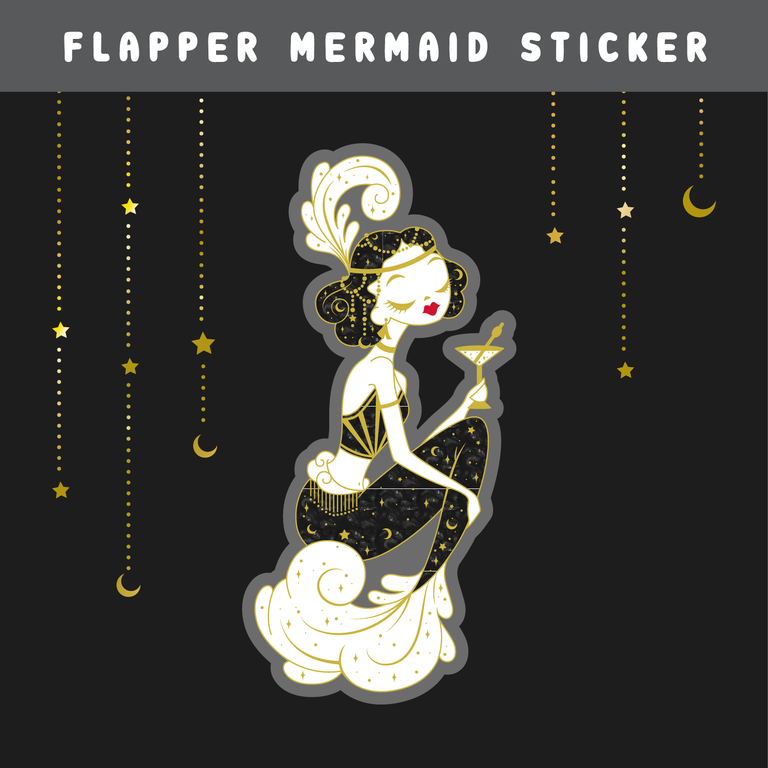 Flapper Mermaid Clear Vinyl Stickers