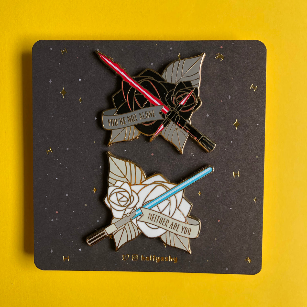 Rose Sword Quote Enamel Pin