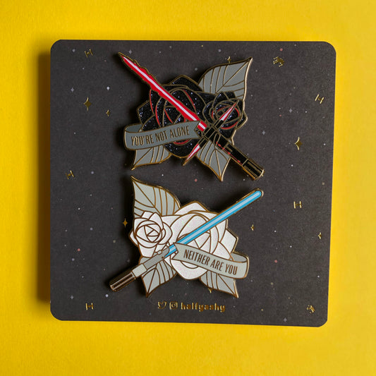 Rose Sword Quote Enamel Pin