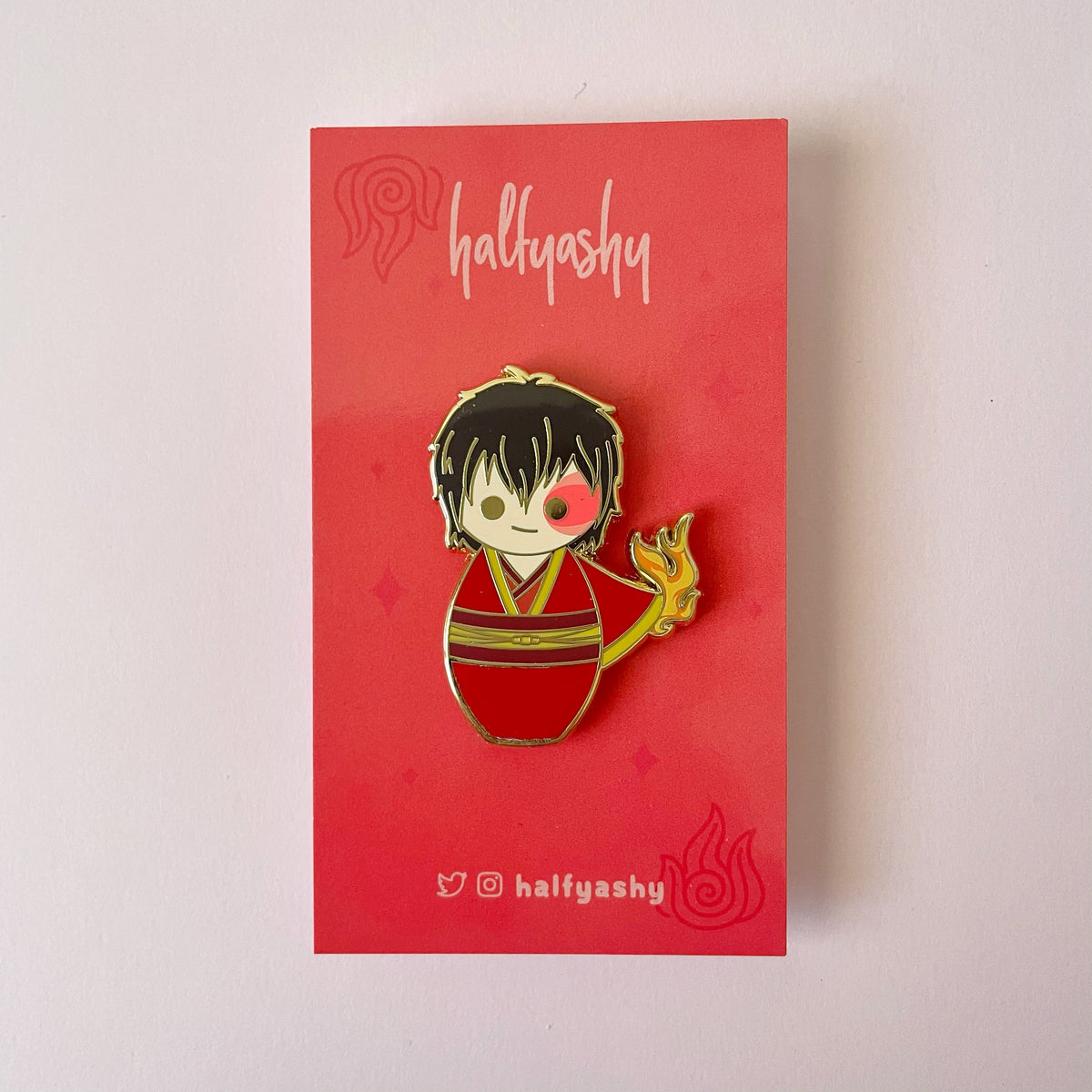 Kokeshi Happy Fire Prince Enamel Pin