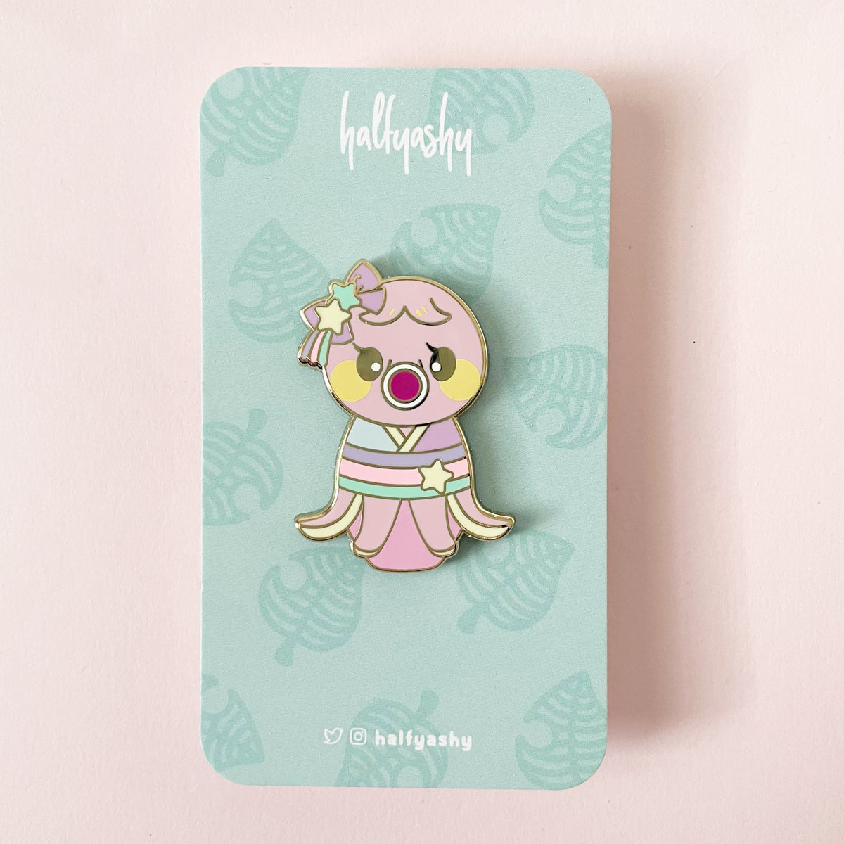 Kokeshi Pink Octopus Enamel Pin