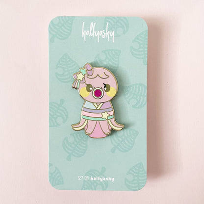 Kokeshi Pink Octopus Enamel Pin