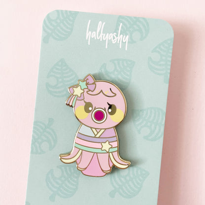 Kokeshi Pink Octopus Enamel Pin