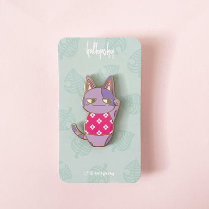 Kokeshi Purple Cat Enamel Pin