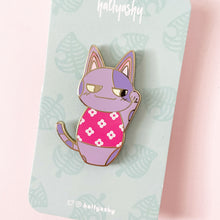 Load image into Gallery viewer, Kokeshi Purple Cat Enamel Pin