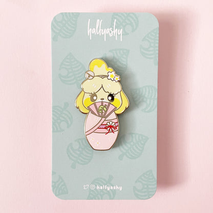 Kokeshi Pink Kimono Enamel Pin