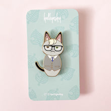 Load image into Gallery viewer, Kokeshi Business Cat Enamel Pin