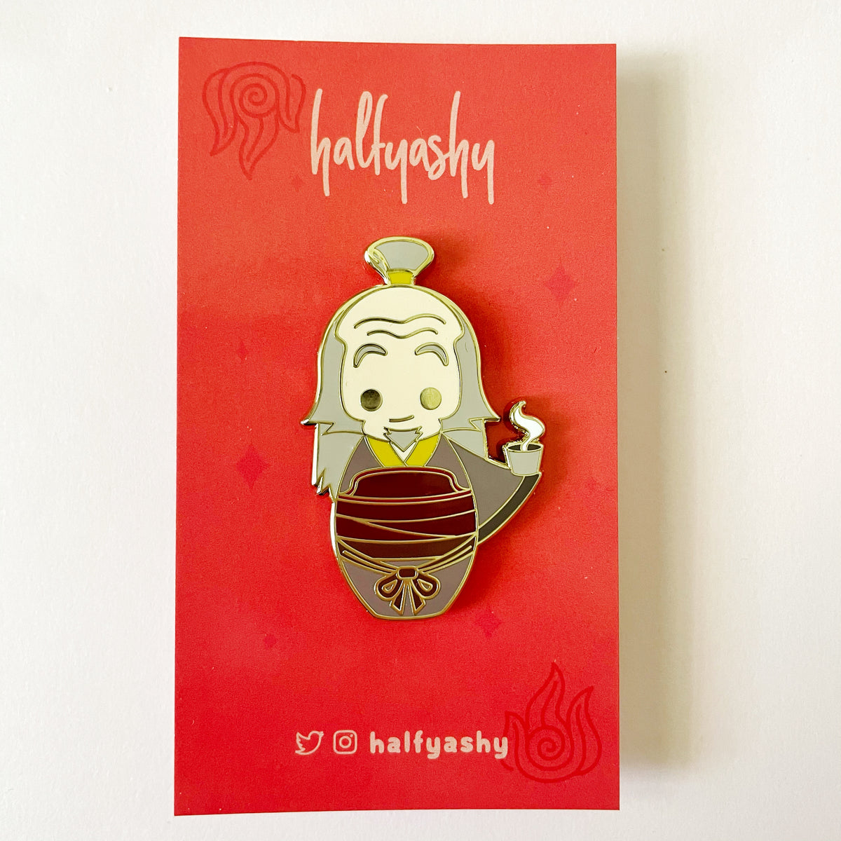 Kokeshi Tea Uncle Enamel Pin