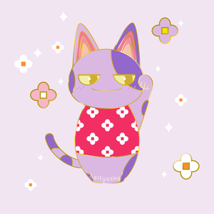 Kokeshi Purple Cat Enamel Pin