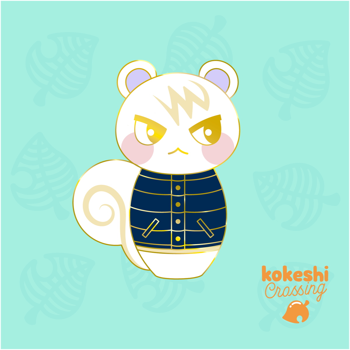 Kokeshi Sassy Squirrel Enamel Pin