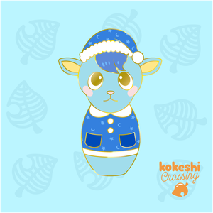 Kokeshi Sleepy Goat Enamel Pin