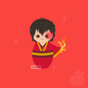 Kokeshi Happy Fire Prince Enamel Pin