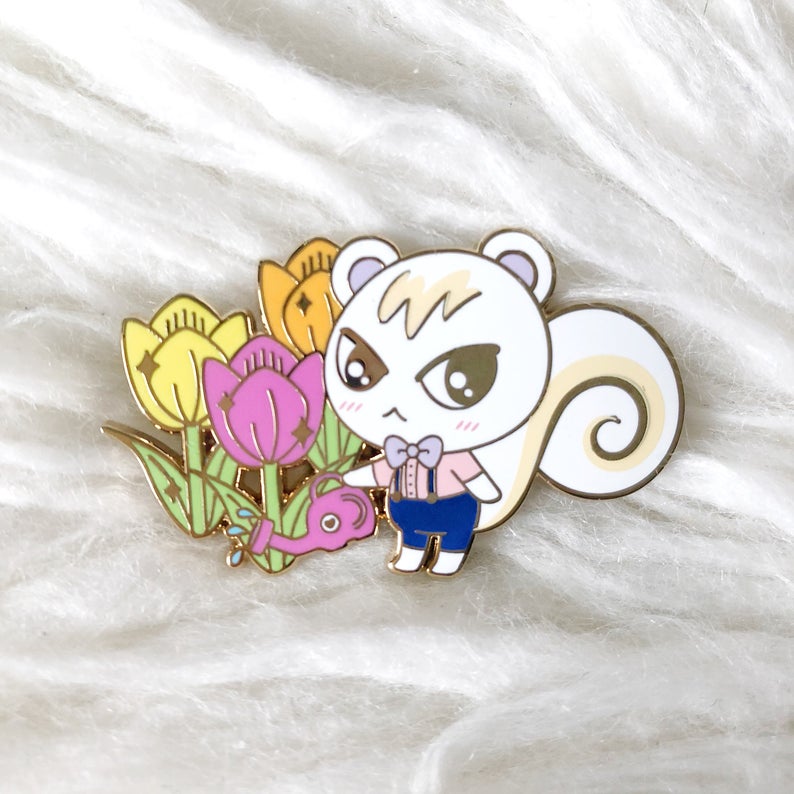 Sassy Tulip Squirrel Enamel Pin