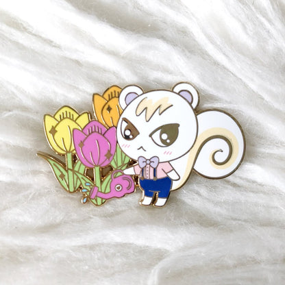 Sassy Tulip Squirrel Enamel Pin