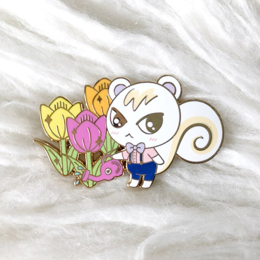 Sassy Tulip Squirrel Enamel Pin
