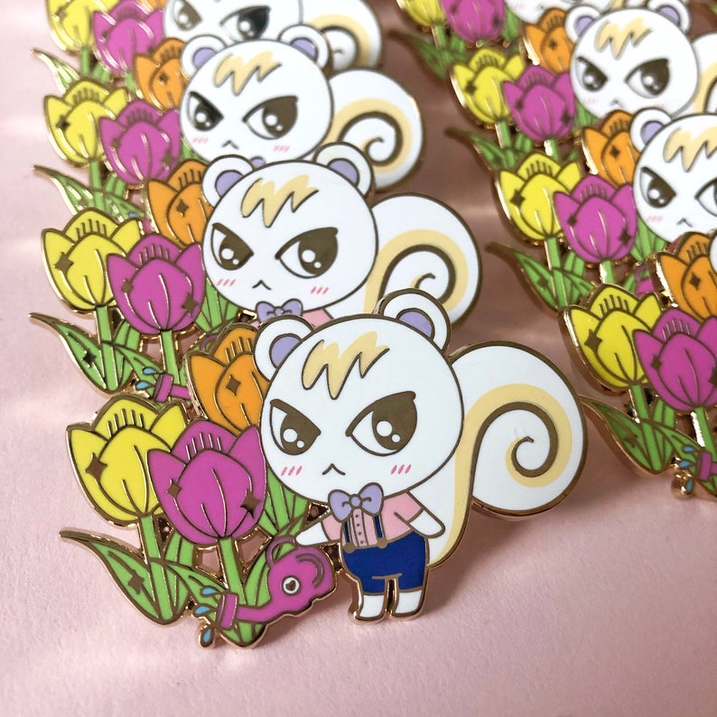 Sassy Tulip Squirrel Enamel Pin