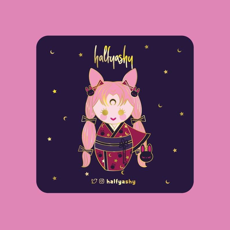 Kokeshi Wicked Lady PJ Kimono Enamel Pin