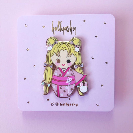 Kokeshi Moonie PJ Kimono Enamel Pin