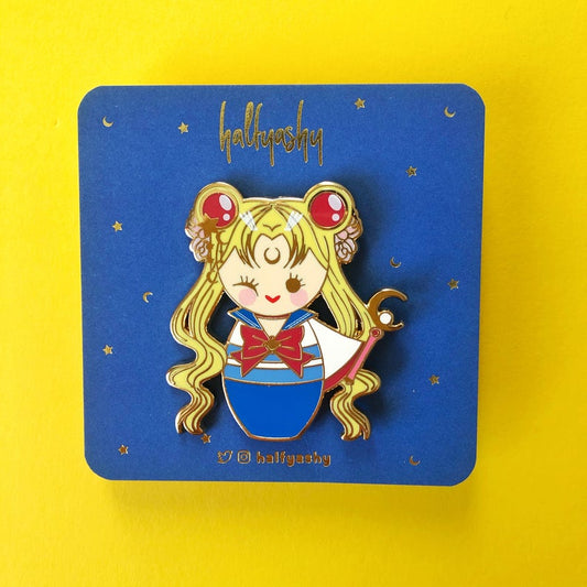 Kokeshi Moonie Enamel Pin