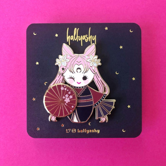 Kokeshi Wicked Lady Spinner Enamel Pin