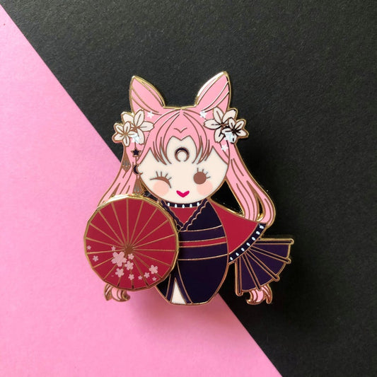 Kokeshi Wicked Lady Spinner Enamel Pin